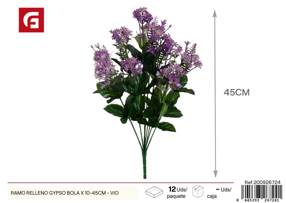 Ramo de gypsos en forma de bola 10 uds - 45 cm - Color violeta - Ramos decorativos de flores artificiales