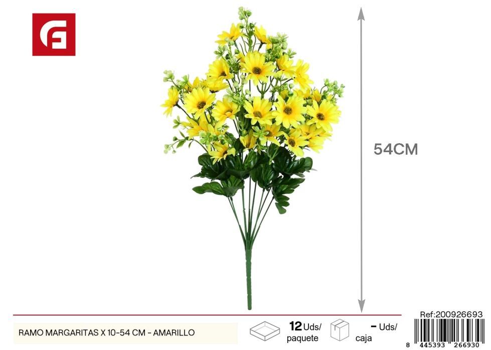 Ramo de margaritas amarillas 10 piezas 54 cm - Clásicos ramos de flores