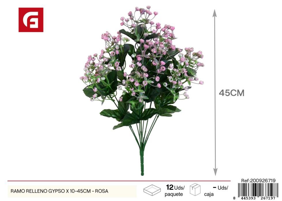 Ramo de gypsos relleno 10 uds - 45 cm - Color rosa - Ramos decorativos de flores artificiales