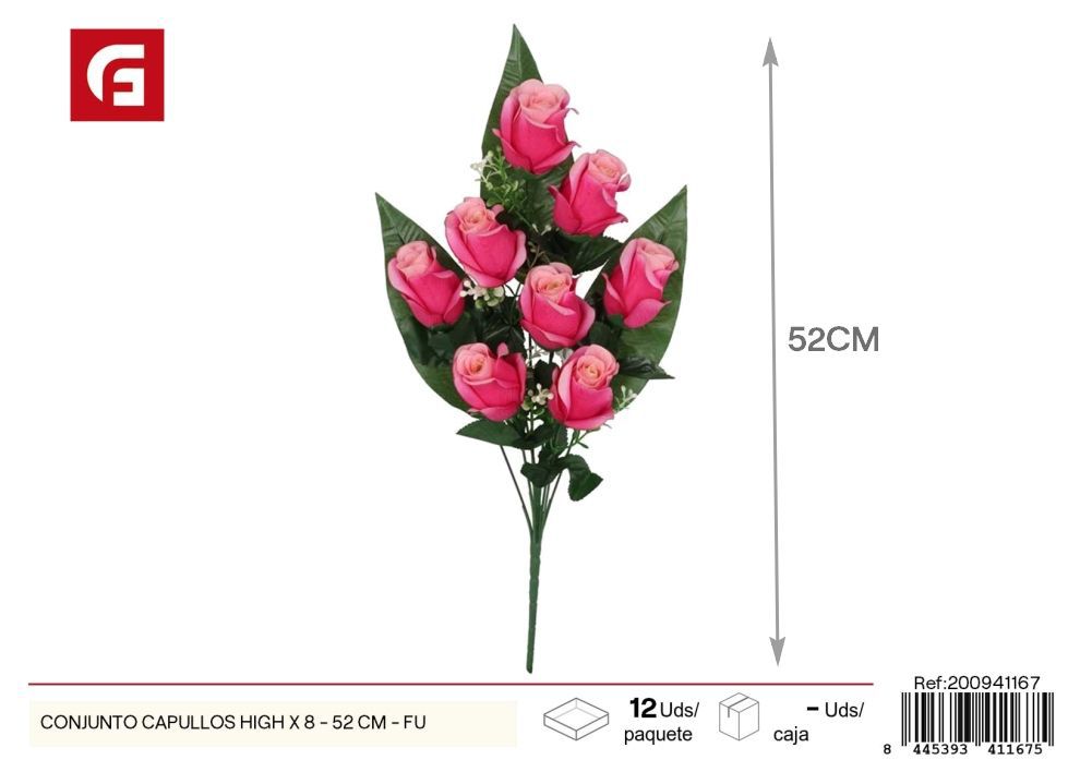 Conjunto de capullos de flores 8 tallos 52cm Fucsia - Flores artificiales