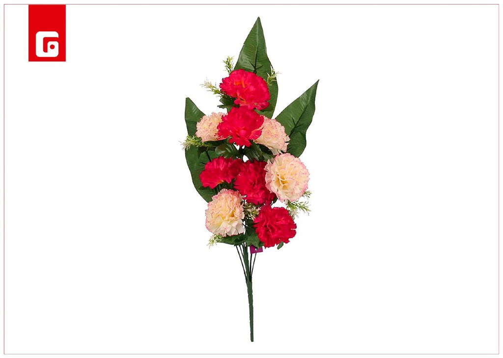 Conjunto de claveles mixtos 9 uds - 53 cm - Color fucsia - Ramos decorativos de flores artificiales