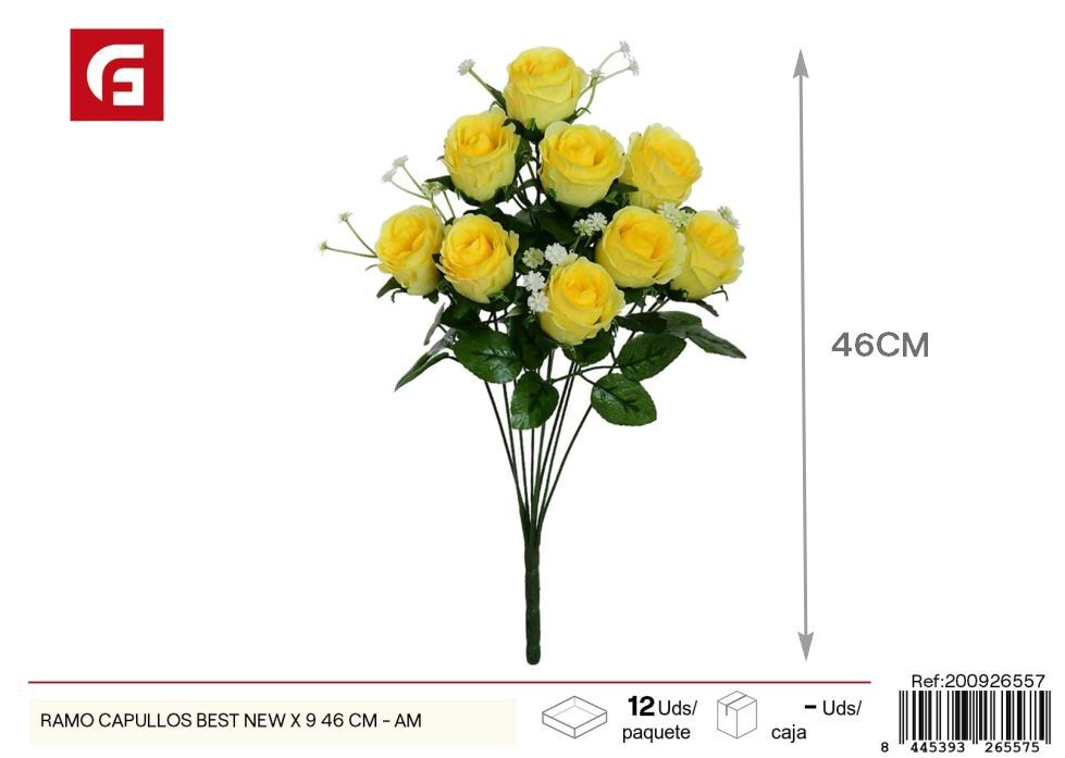 Ramo de capullos amarillos 9 piezas 46 cm - Decoraciones florales para celebraciones
