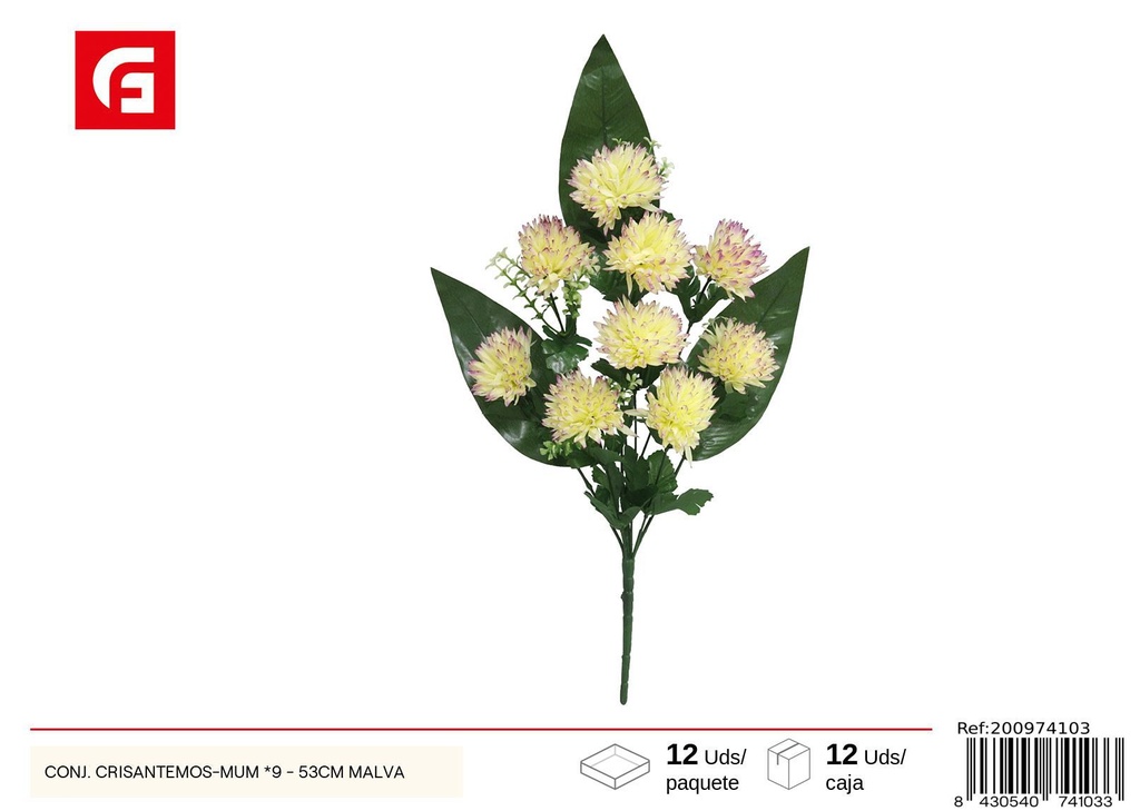 Conjunto de crisantemos x 9-53 cm malva - Flores artificiales y decoración
