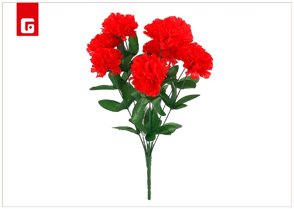 Ramo de claveles 10 uds - 45 cm - Color rojo - Ramos decorativos de flores artificiales