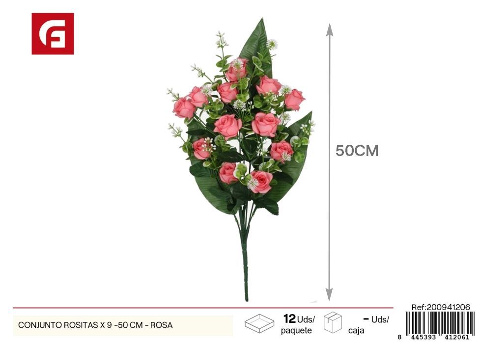 Conjunto de rositas x 9 - 50 cm - Rosa, flores artificiales decorativas
