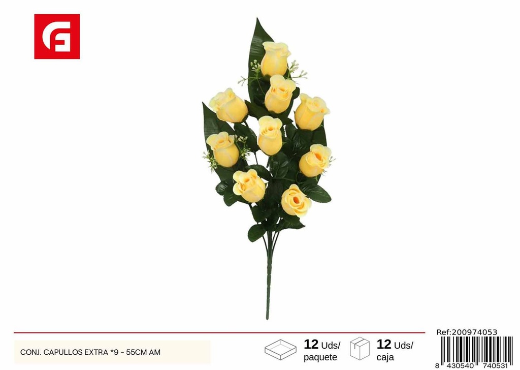 Conjunto de capullos extra 9 piezas 55 cm - Flores artificiales decorativas