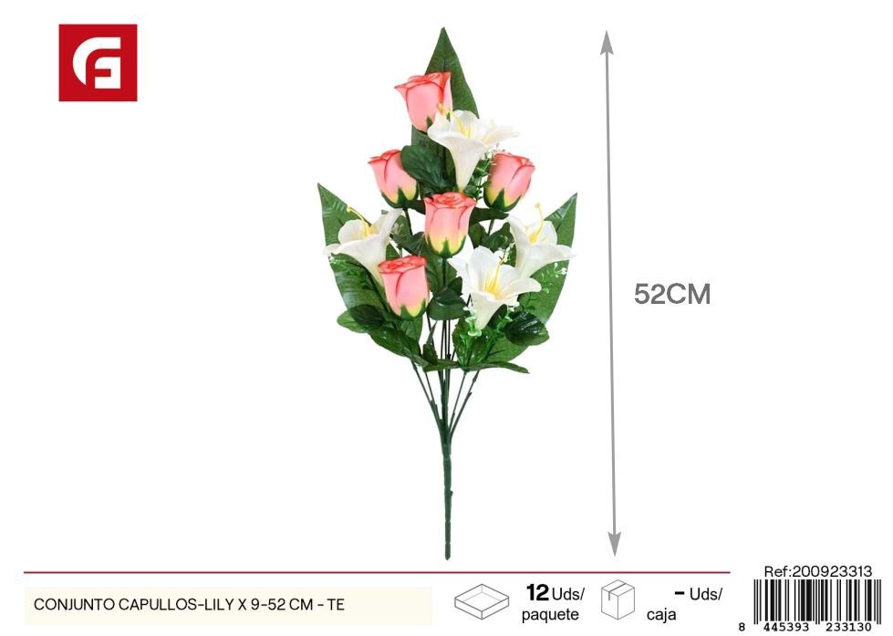 Conjunto de capullos-lili 9 piezas 52 cm - Color café - Flores artificiales decorativas