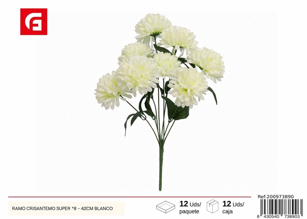 Ramo de crisantemo super de 8 cabezas - Flores artificiales y decoración