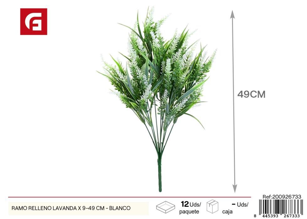 Ramo de Lavanda relleno blanco x 9 - 49 cm - Decoración floral