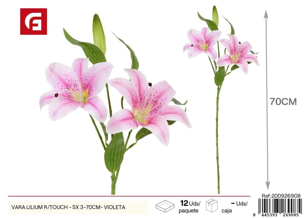 Vara de Lilium R/Touch S - 3 x 70 cm Violeta - Flores artificiales