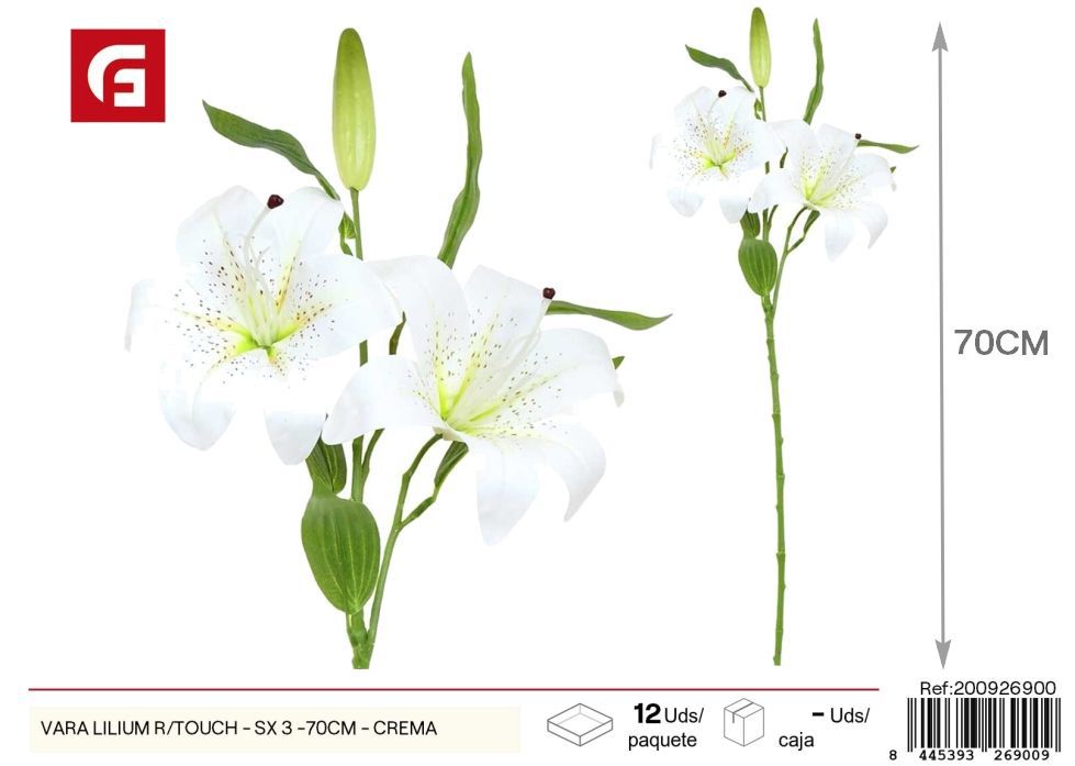 Vara de Lilium R/Touch S - 3 x 70 cm Crema - Flores artificiales
