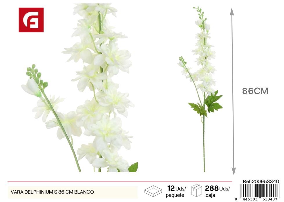 Vara de Delphinium S - 86 cm Blanco - Flores artificiales