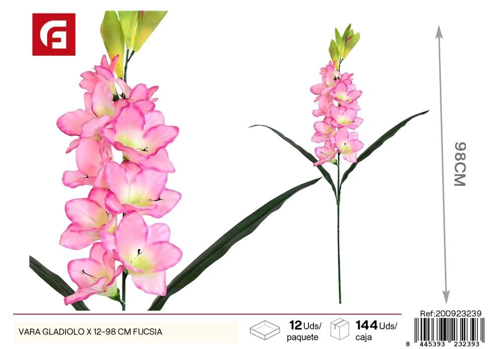 Vara de gladiolo fucsia 12 piezas - Artesanía floral y decoración artificial