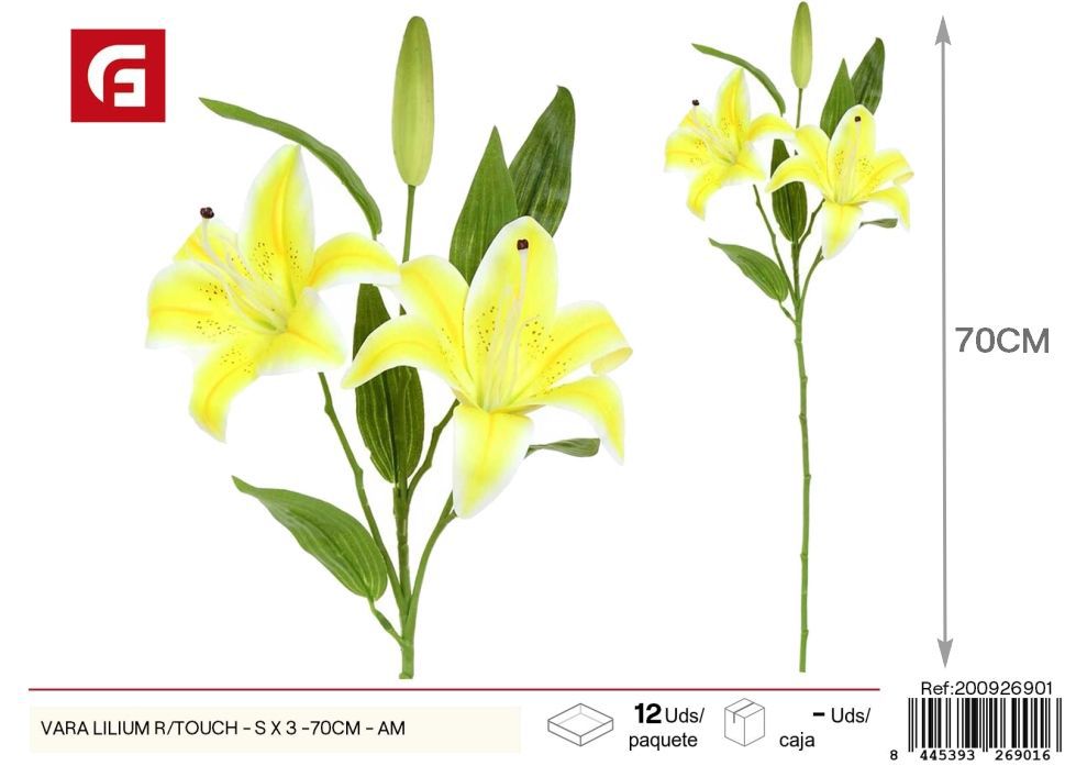 Vara de Lilium R/Touch S - 3 x 70 cm Amarillo - Flores artificiales