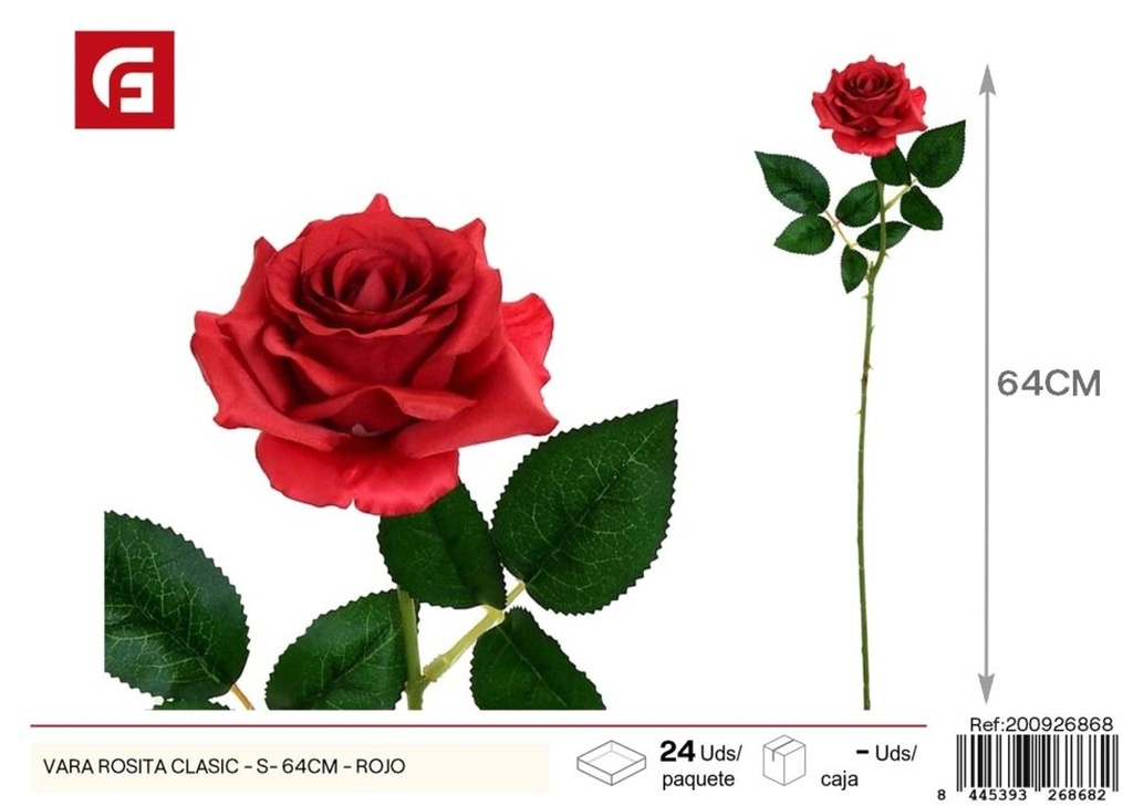 Rama de pequeñas rosas clásicas (S, 64 cm) en rojo - Decoraciones florales