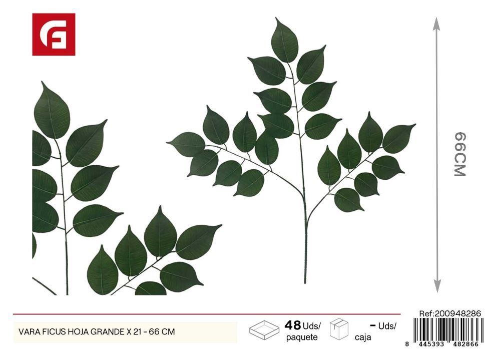 Vara Ficus hoja grande x 21 - 66 cm - Flores artificiales decorativas