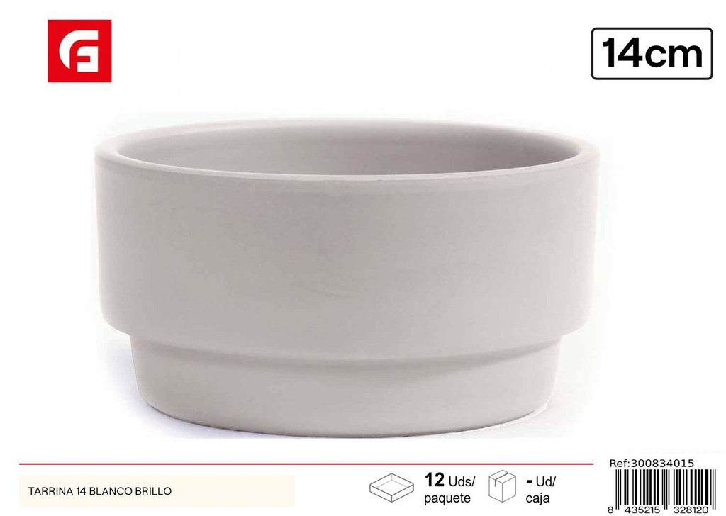 Tarrina 14 blanco brillo - Macetas decorativas