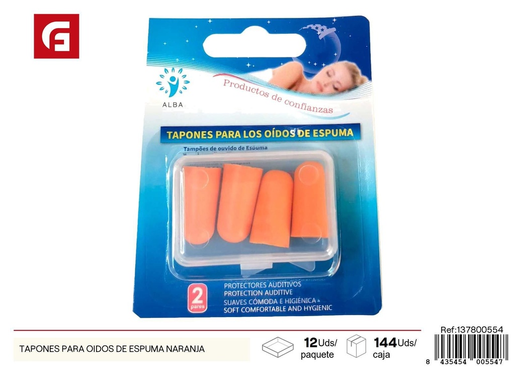 Tapones para oídos de espuma naranja - Accesorios de verano