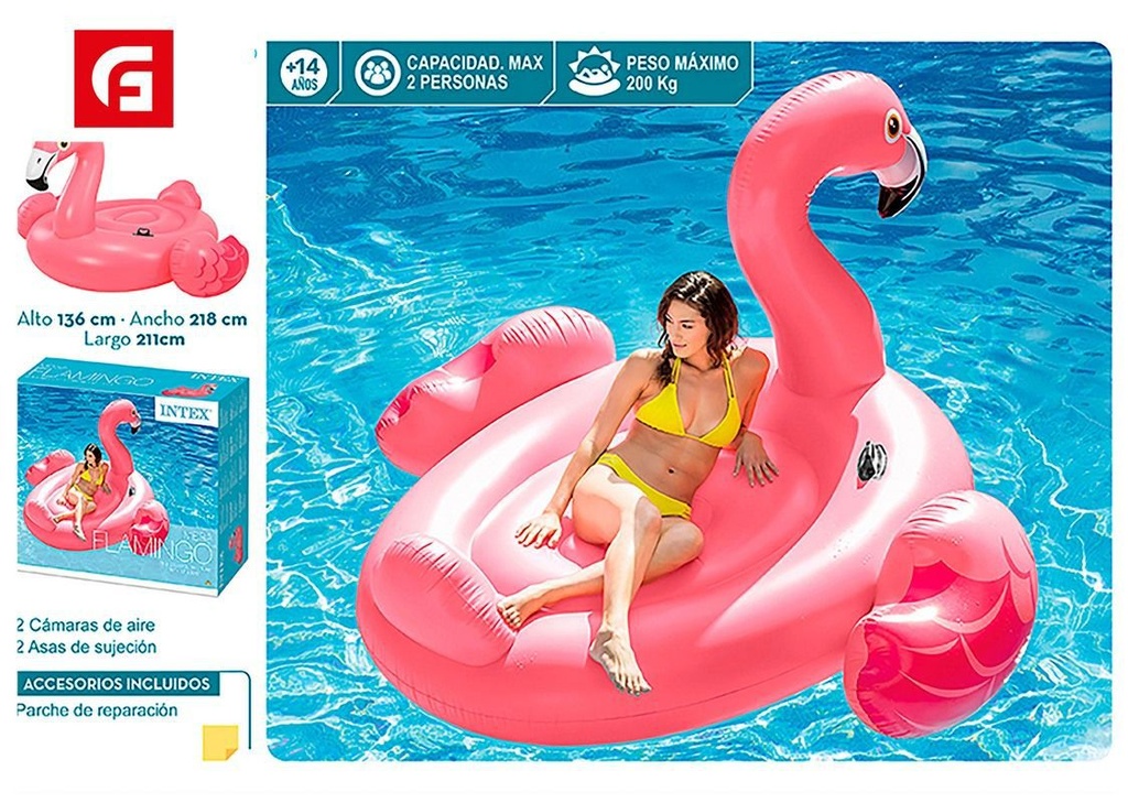 Isla flamingo mega 218x211x13cm - Productos de verano e inflables infantiles