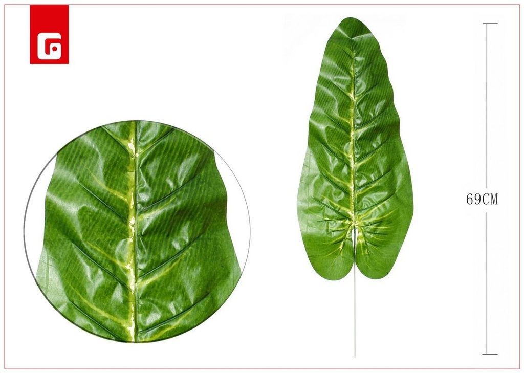 Planta artificial hoja verde 69cm - Decoración de jardín y hogar