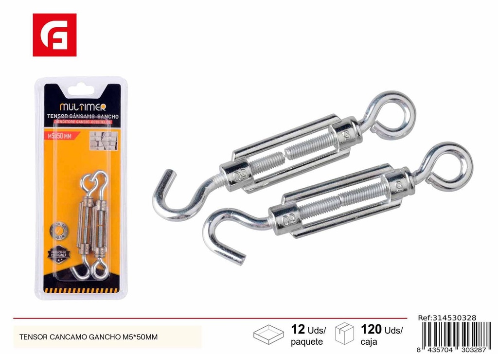 Tensor cancamo gancho M5x50 - Accesorios para ferretería