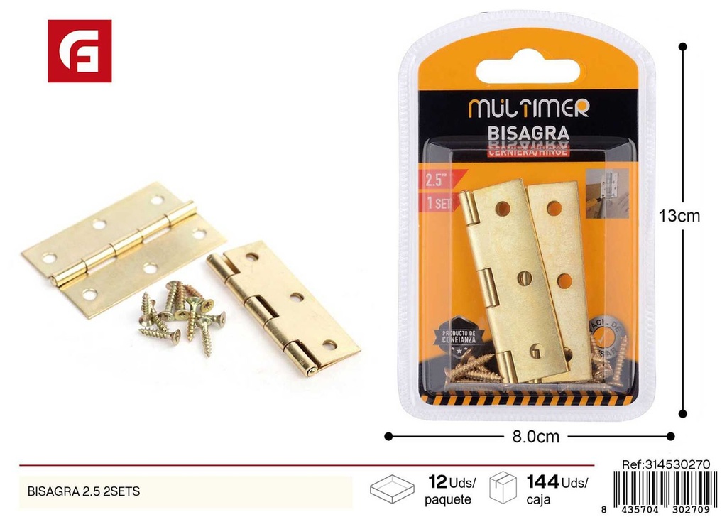 Bisagra 2.5 2 sets - Accesorios de ferretería