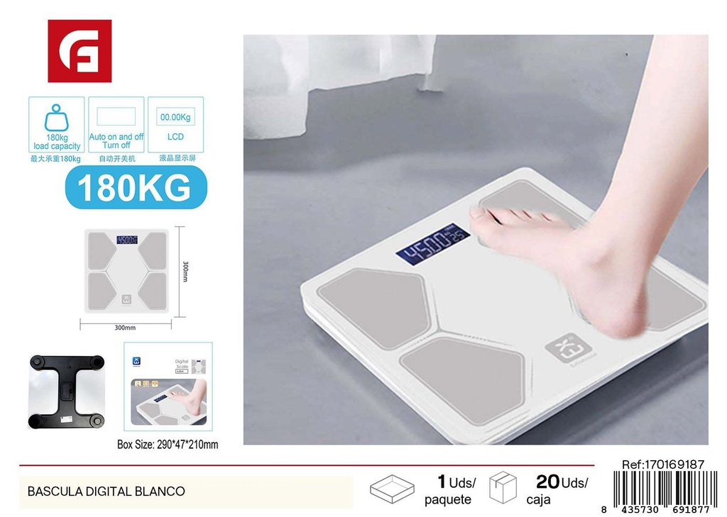 Báscula digital blanca - Accesorios de baño y pesos