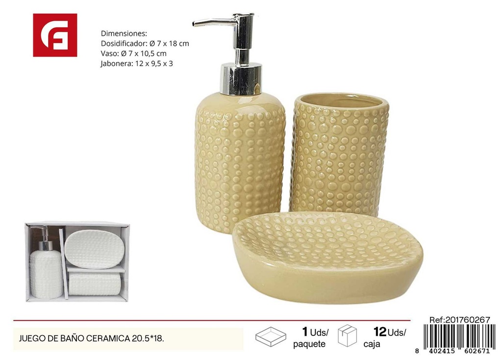Juego de baño cerámica 20.5*18cm - Accesorios de cerámica para el hogar