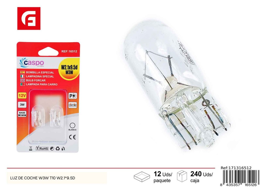 Luz de coche W3W T10 W2.1x9.5D - Iluminación automotriz