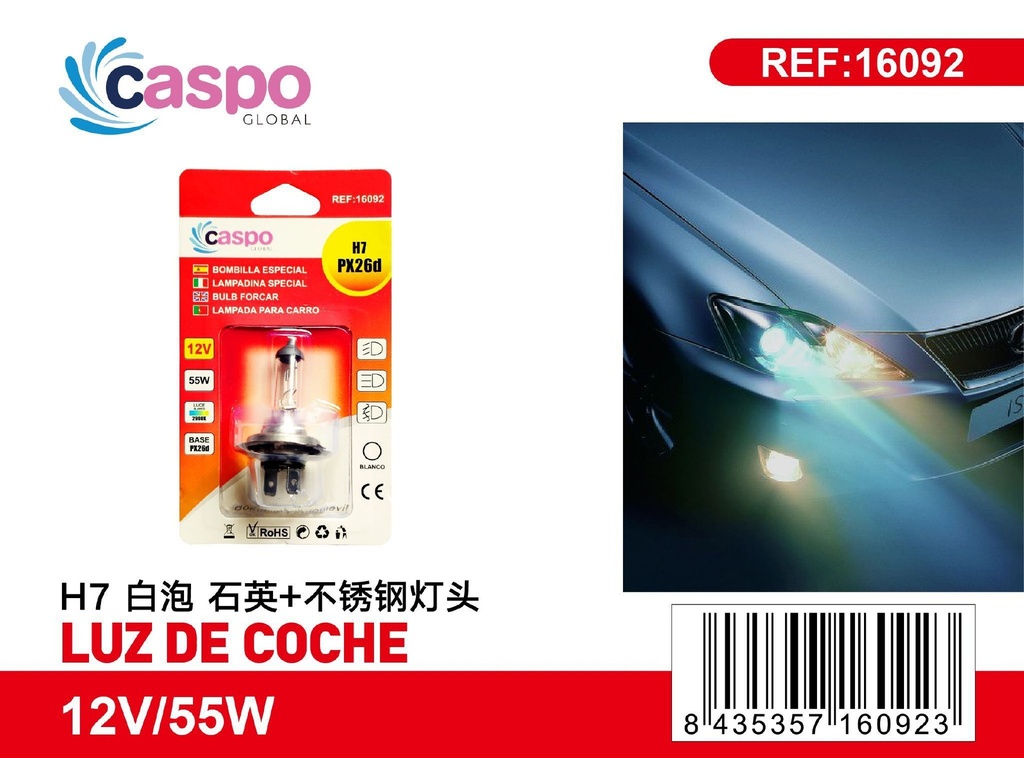 Luz de coche H7+ con casquillo de acero inoxidable - Bombillas para automóviles