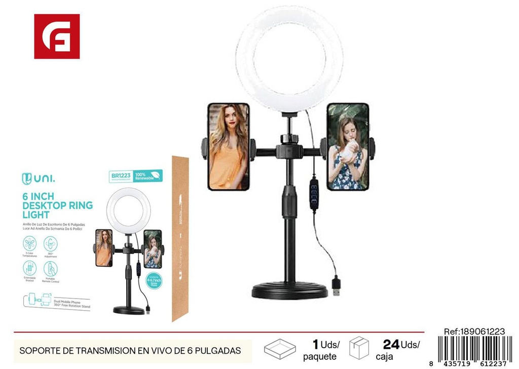 Soporte de transmisión en vivo de 6 pulgadas - Accesorios para teléfonos