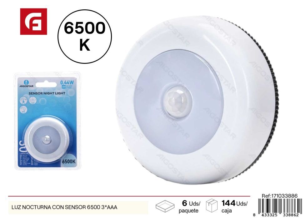 Luz nocturna con sensor 6500K 3*AAA - Función de seguridad nocturna