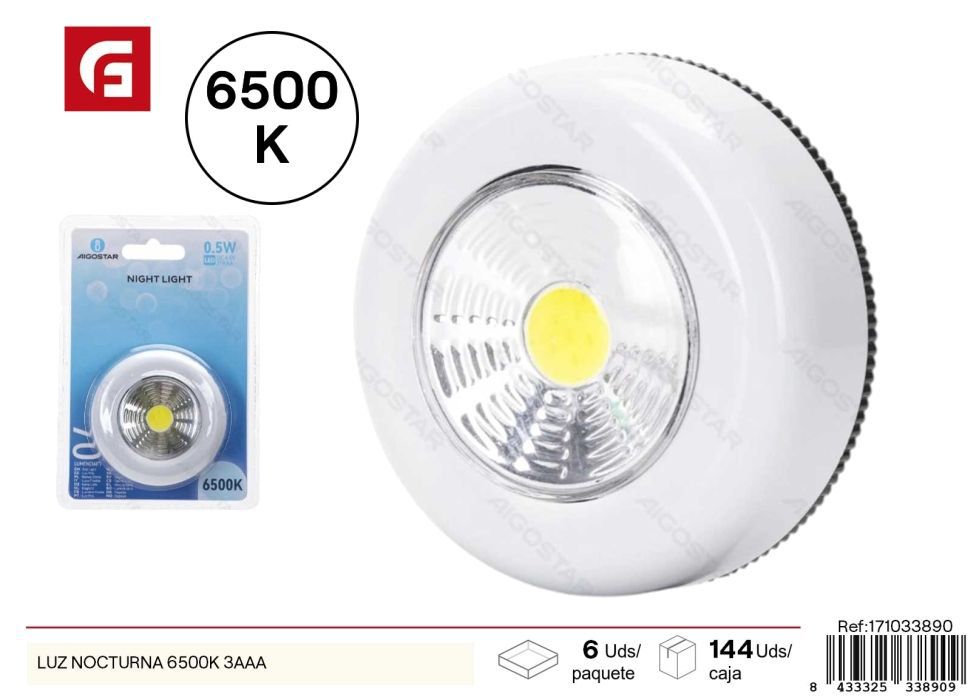 Luz nocturna 6500K 3AAA - Iluminación práctica y funcional