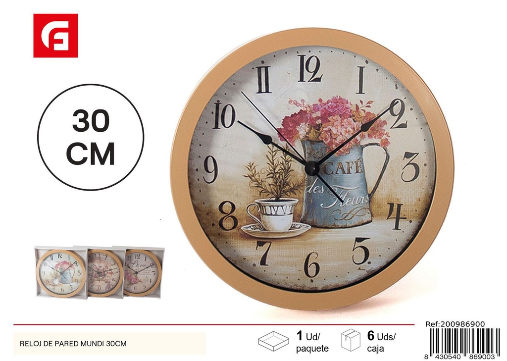 Reloj de pared Mundi 30 cm - Decoración para el hogar