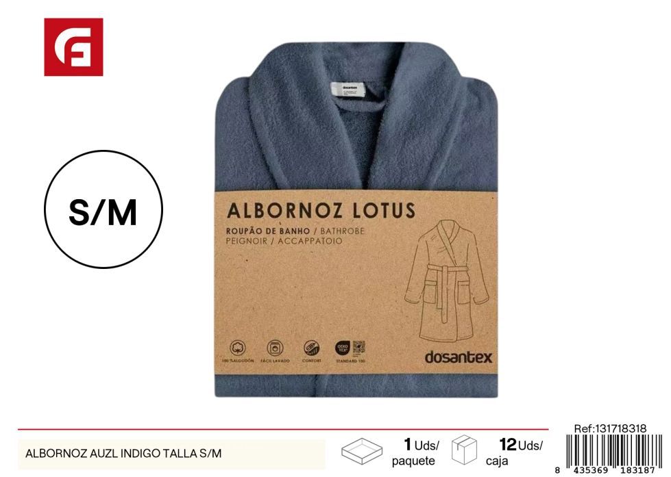 Albornoz azul indigo talla S/M - Ropa de baño