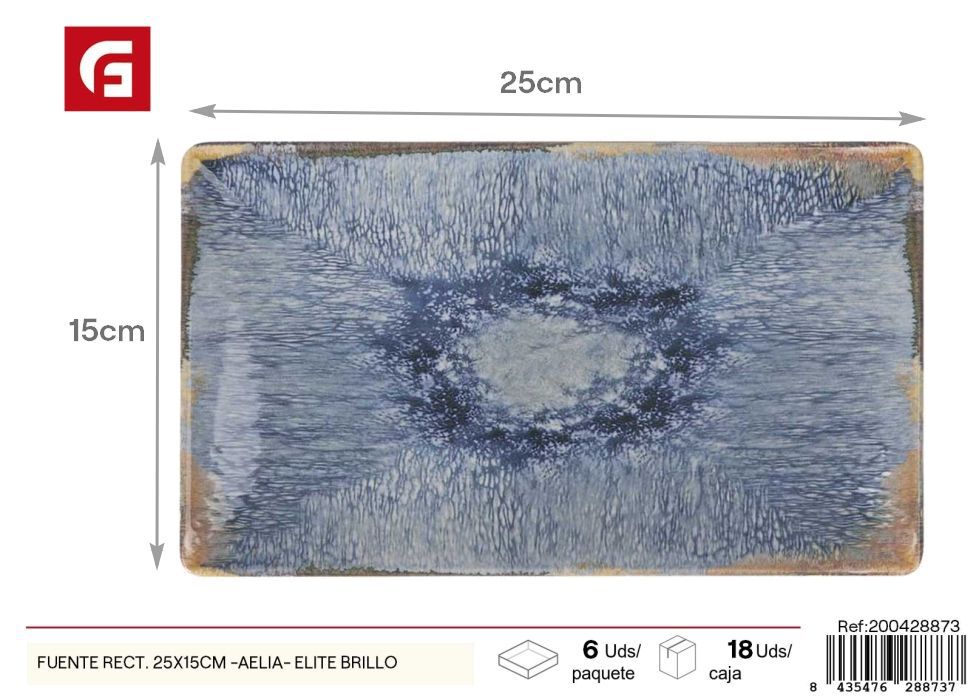 Fuente rectangular 25x15 cm brillo (serie Aelia) - Vajilla decorativa