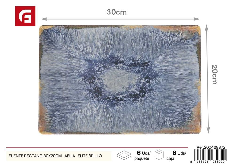 Fuente rectangular 30x20 cm brillo (serie Aelia) - Vajilla decorativa
