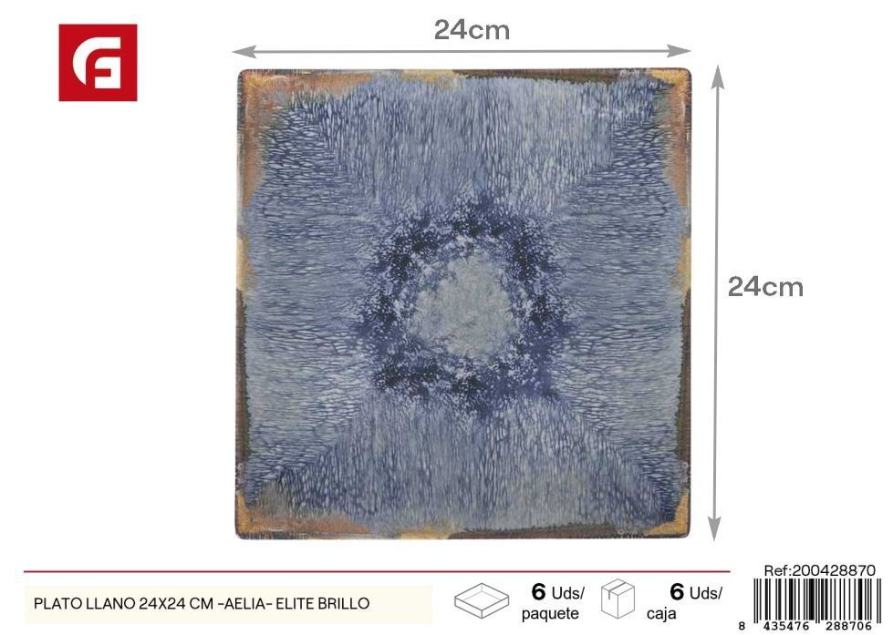 Plato llano 24x24 cm brillo (serie Aelia) - Vajilla decorativa