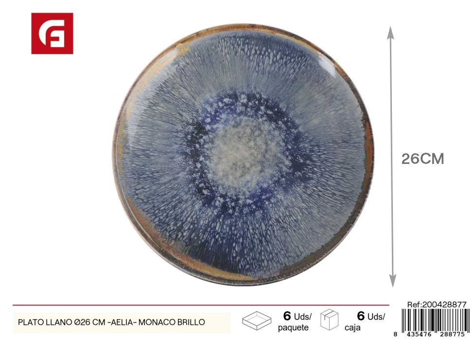 Plato llano 26 cm brillo (serie Aelia) - Vajilla decorativa