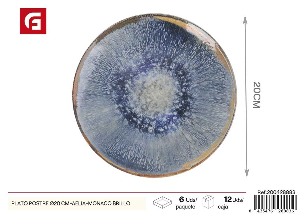 Plato postre 20 cm brillo (serie Aelia) - Vajilla decorativa