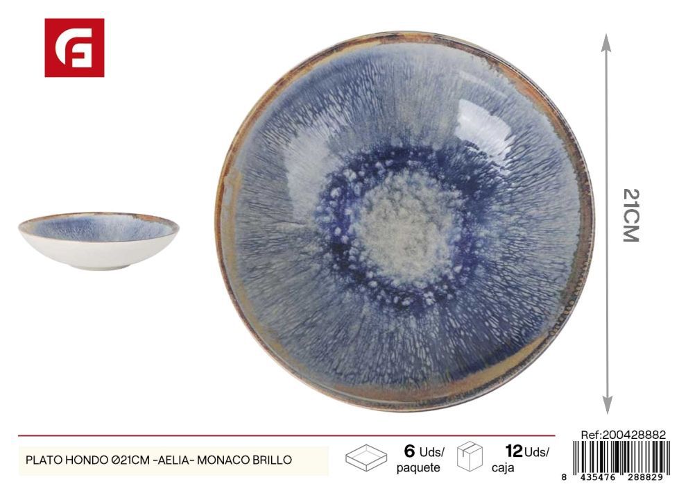 Plato hondo 21 cm brillo (serie Aelia) - Vajilla decorativa