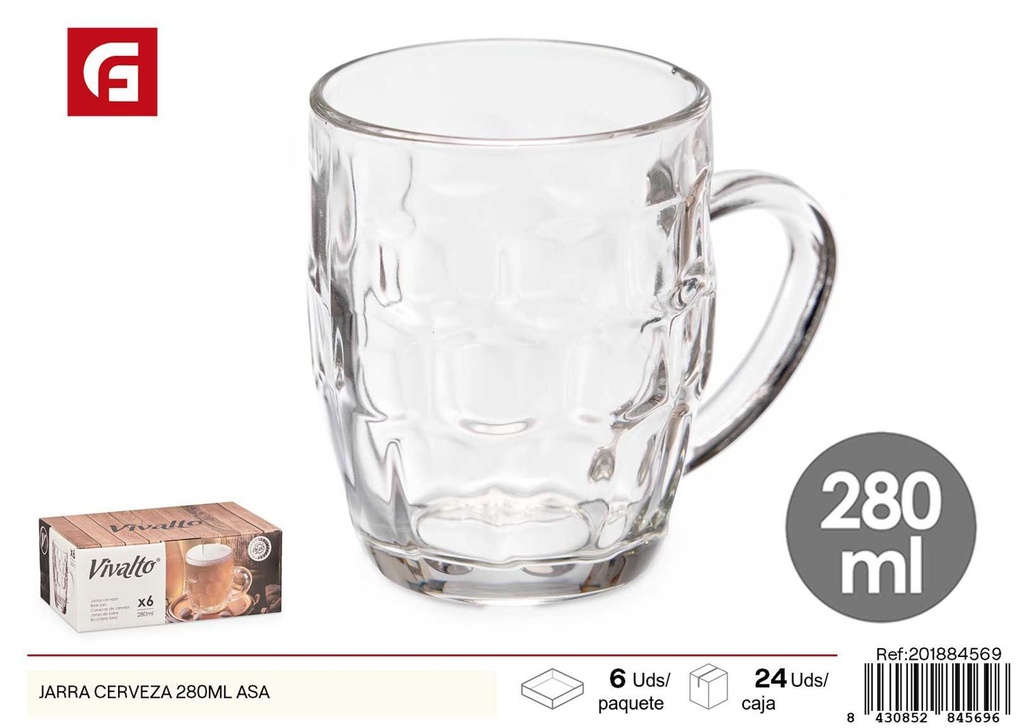 Jarra de cerveza 280 ml con asa - Vajilla de vidrio