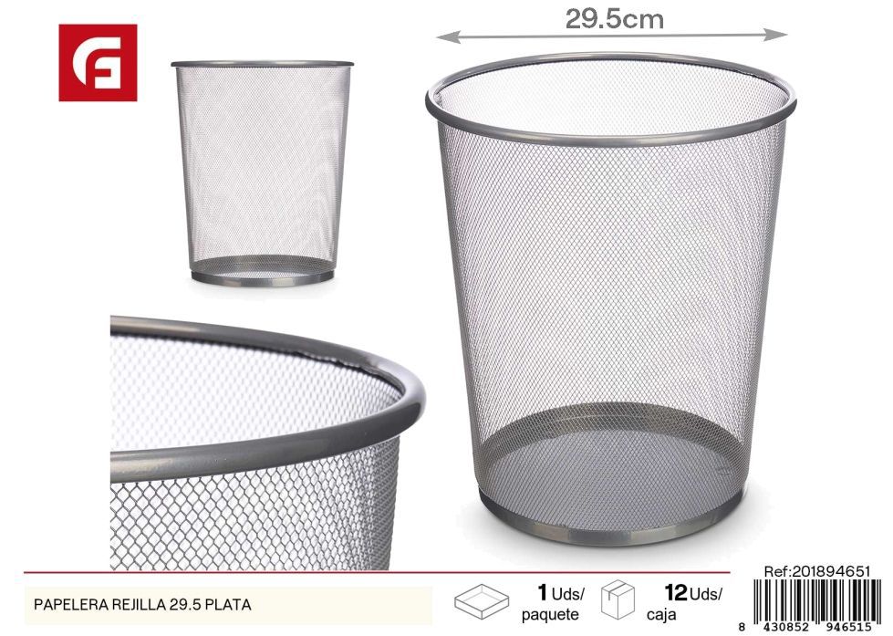 Papelera rejilla 29.5 cm plata - Artículos de hogar