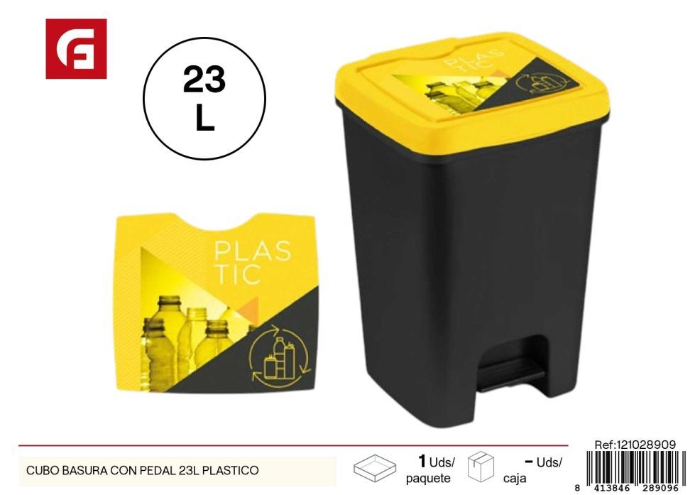 Cubo de basura con pedal 23L plástico - Artículos de hogar