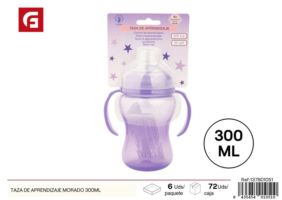 Taza de aprendizaje morada 300 ml - Utensilios para bebés y alimentación