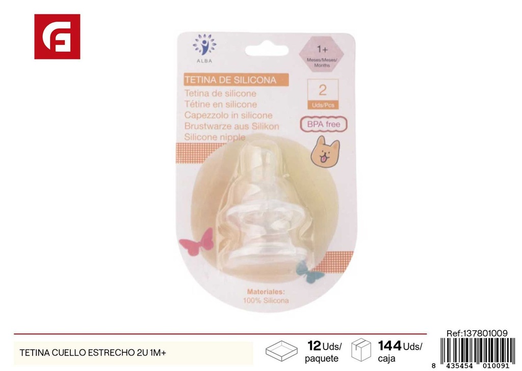 Tetina cuello estrecho 2 unidades 1 mes+ - Utensilios para bebés y chupetes