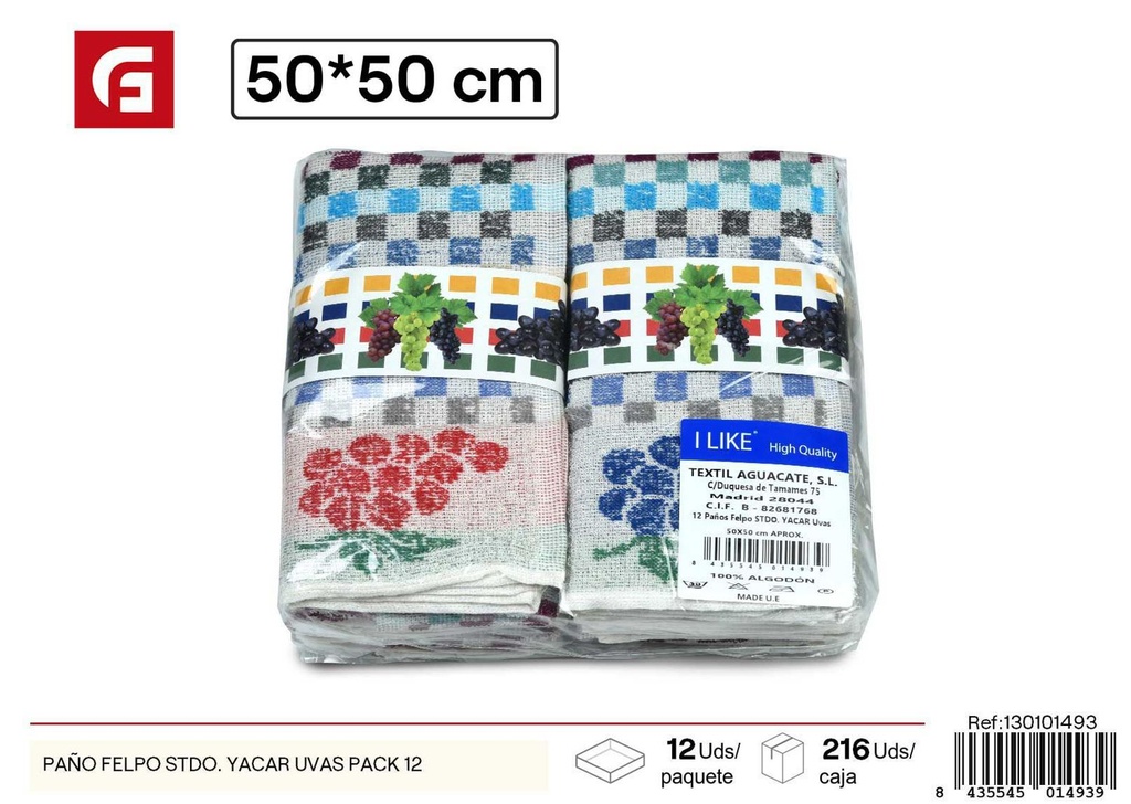 Paño de microfibra con diseño de uvas pack 12 - Accesorios de limpieza y cocina