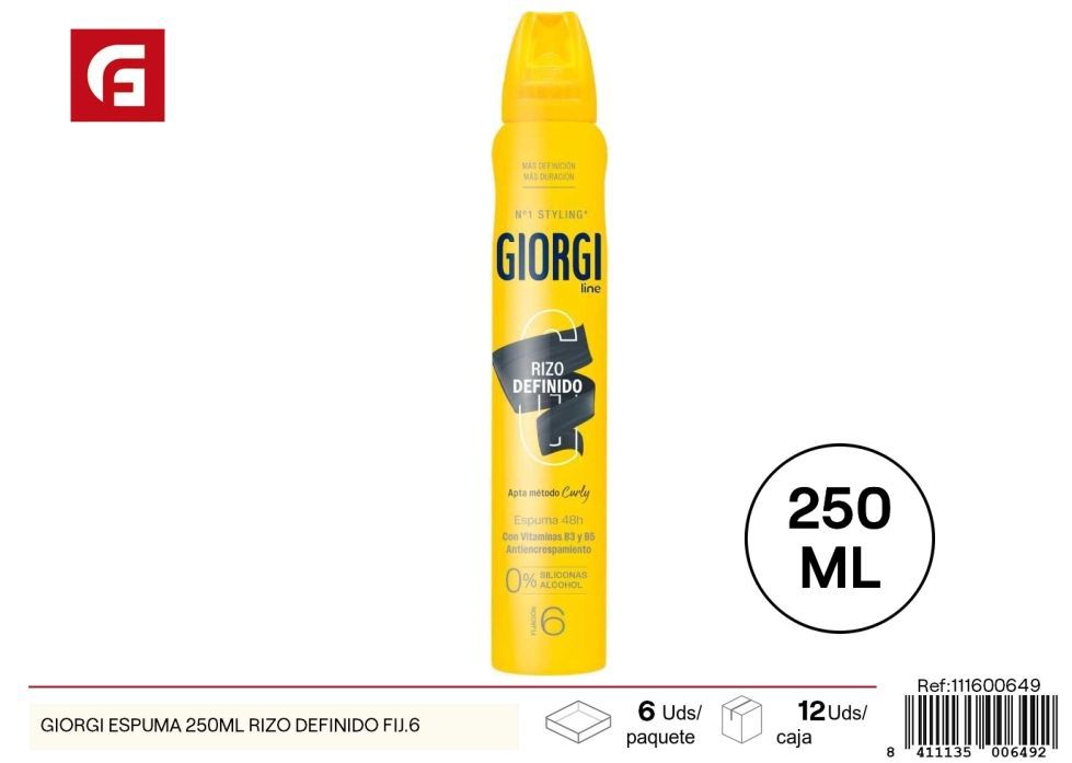 Espuma de peinado GIORGI 250 ml fijación 6 - Productos para el cuidado del cabello