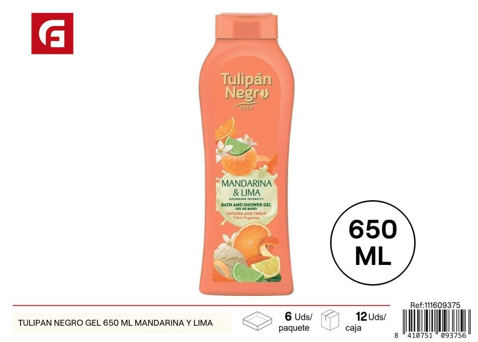 Gel Tulipán Negro 650 ml mandarina y lima - Gel de baño hidratante