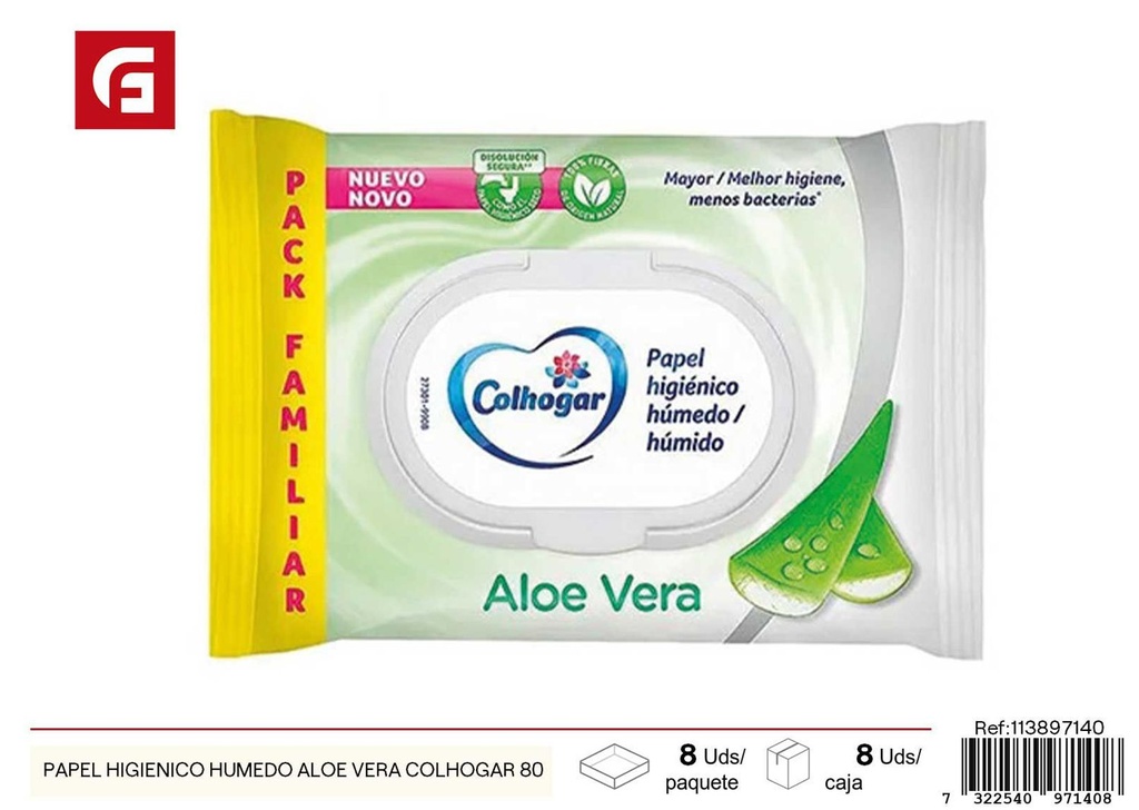 Toallitas húmedas WC Aloe Vera Colhogar 80 unidades - Productos de cuidado personal